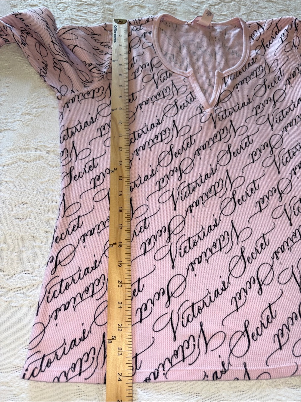 Victoria's Secret Women’s Pink Script Long Sleeve Pajama Set EUC L - Picture 7 of 11